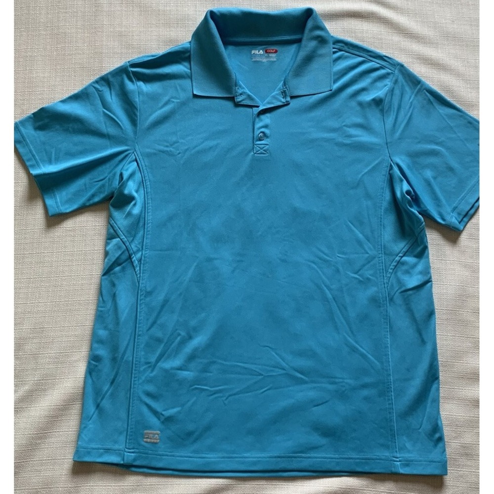 Fila Golf Polo Shirt Extra Large Aqua Blue Cool Polyester Jersey Material